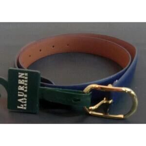 Lauren Ralph Lauren Skinny Cobalt Blue Womens Belt Size Small 1" wide preppy NEW